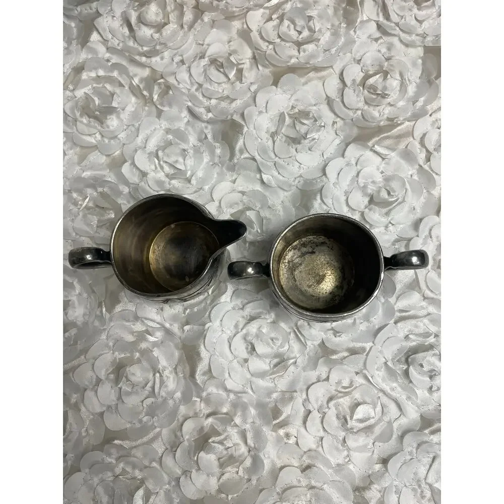 Antique Derby International Silver Co. Silver Plated Creamer & Sugar Bowl Set